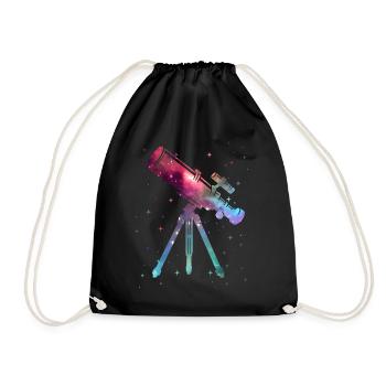 Teleskop Astronom Weltraum Kinden Astronomie - Turnbeutel - Schwarz - Vorne
