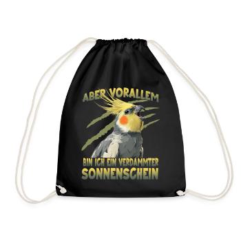 Australischer Nymphensittich Cockatiel Vogelhalter - Turnbeutel - Schwarz - Vorne