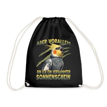Nymphensittich Vogelhalter exotischer Papagei - Turnbeutel - Schwarz - Vorne