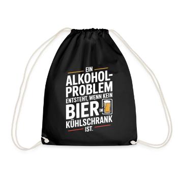 Bier Spruch Alkohol Problem Männerabend JGA Herren - Turnbeutel - Schwarz - Vorne