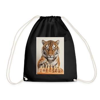 Tiger playing chess - Drawstring Bag - black - Front
