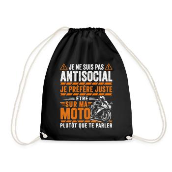 Moto Cadeau Humour Personnalisé - Sac de sport léger - noir - Devant