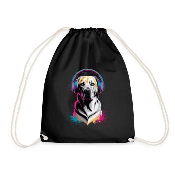 Labrador avec casque - Sac de sport léger - noir - Devant