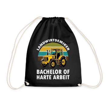 Landwirt Bachalor of harte Arbeit mit Traktor - Turnbeutel - Schwarz - Vorne