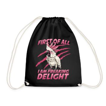 Crested cockatoo exotic bird parrot holder - Drawstring Bag - black - Front