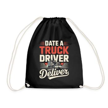 Date Truck Driver Wife Trucker Saying - Drawstring Bag - black - Front