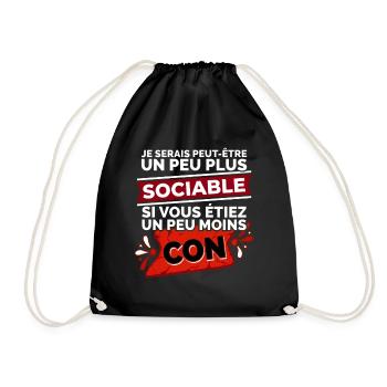 Citation Drôle Sociable Introverti Humour - Sac de sport léger - noir - Devant