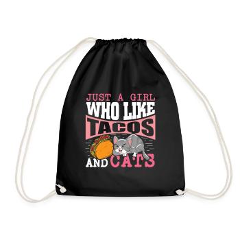 Taco Cat Domestic Cat Kitty Cat Owner - Drawstring Bag - black - Front