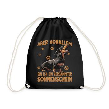 Teckel Wiener Dog kleiner Jagdhund Design - Turnbeutel - Schwarz - Vorne