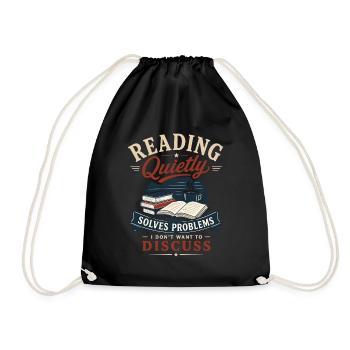 Bookworm Bookworm Reading Book Love Motif - Drawstring Bag - black - Front