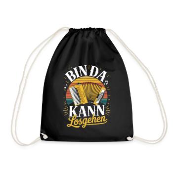  Bin Da Kann Losgehen Akkordeon Musik Volksmusik - Turnbeutel - Schwarz - Vorne