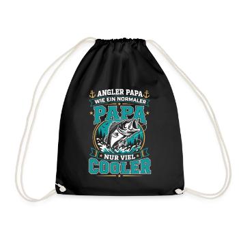 Angler Papa – Viel Cooler Vater - Turnbeutel - Schwarz - Vorne