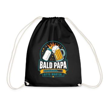 Bald Papa Bitte Warten – Bier Humor - Turnbeutel - Schwarz - Vorne