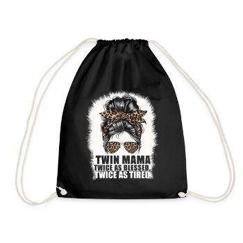 Zwillingsmama: Zweimal gesegnet - Drawstring Bag - black - Front