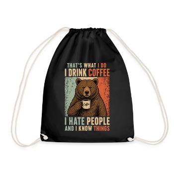 Chemise de l’ours à café Je déteste les gens - Sac de sport léger - noir - Devant