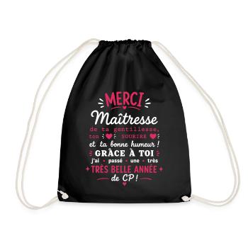 Merci Maîtresse - Très Belle Année CP - Sac de sport léger - noir - Devant