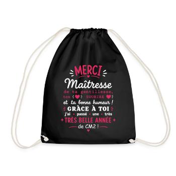 Merci Maîtresse CM2 Année Très Belle - Sac de sport léger - noir - Devant