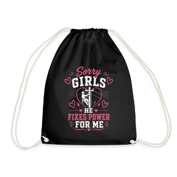 Lineman Wife With Pride Technique - Drawstring Bag - black - Front