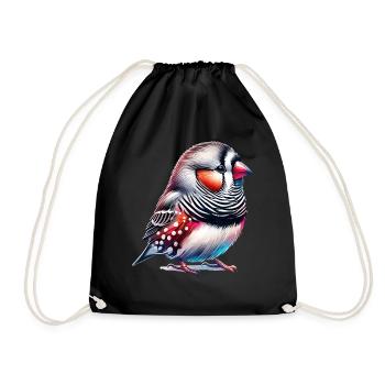 Zebra Finch Motif - Drawstring Bag - black - Front