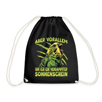 Wellensittich Budgie Grassittich Vogelhalter Humor - Turnbeutel - Schwarz - Vorne