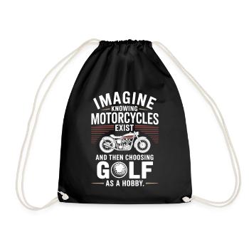 Motorcycles Exist Chopper Motorcycle Rider Biker - Drawstring Bag - black - Front