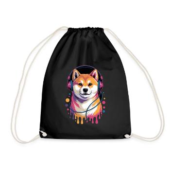 Shiba Inu Kopfhörer - Turnbeutel - Schwarz - Vorne