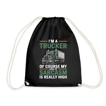 Trucker Sarcasm Truck Driver Gift - Drawstring Bag - black - Front