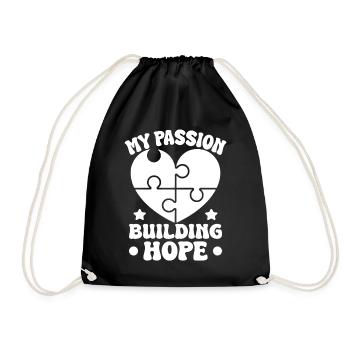 Social Worker Quote My Passion Building Social - Drawstring Bag - black - Front