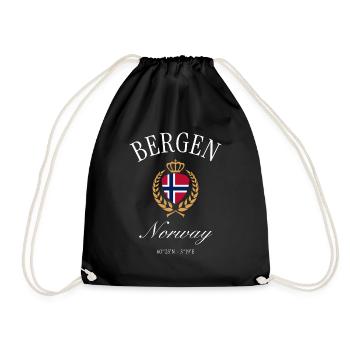 Couronne des armoiries de Bergen, Norvège, – Souvenir de voyage - Sac de sport léger - noir - Devant