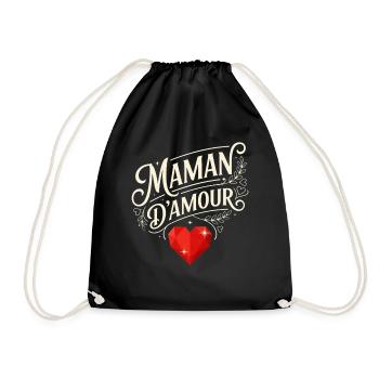 Maman D'amour Typographie Cœur Rouge - Sac de sport léger - noir - Devant