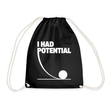 I Had Potential: Potential Graphics Math Gag - Drawstring Bag - black - Front