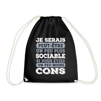 SOCIABLE Cadeau humour personnalisé - Sac de sport léger - noir - Devant