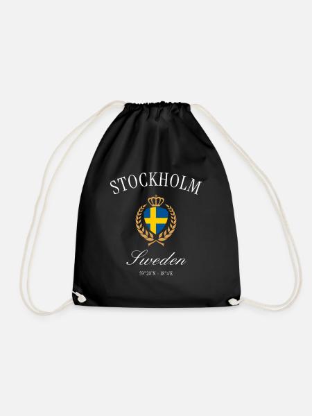 Stockholm Schweden Wappen Krone – Reise Design - Turnbeutel - Schwarz