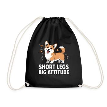 Corgi Short Legs Big Attitude Funny - Drawstring Bag - black - Front