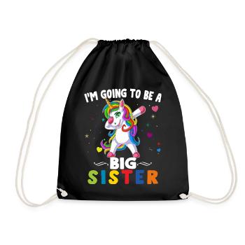 Im Going To Be Big Sister Dabbing Unicorn Gift - Drawstring Bag - black - Front