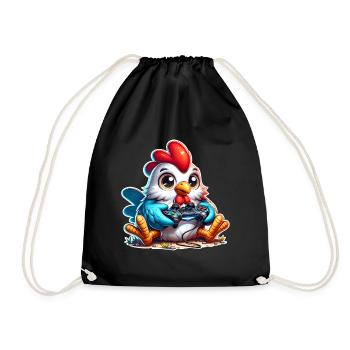 Chicken Gaming Gamer - Drawstring Bag - black - Front