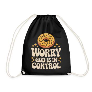 Donut Worry: God Is In Control - Drawstring Bag - black - Front
