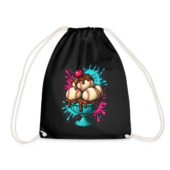 Baseball Sundae Treat - Drawstring Bag - black - Front