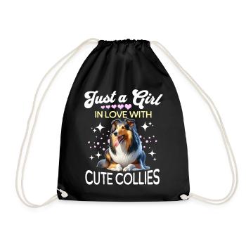Langhaar Collie Mädchen - Turnbeutel - Schwarz - Vorne