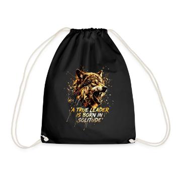 Wolf Head Wolf Alpha Leader Motivational Saying - Drawstring Bag - black - Front