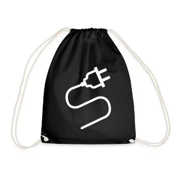 Electric Plug Line Art - Drawstring Bag - black - Front