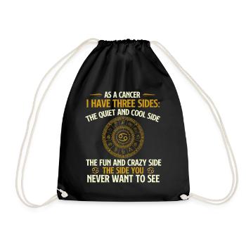 Cancer Three Sides Zodiac Horoscope - Drawstring Bag - black - Front