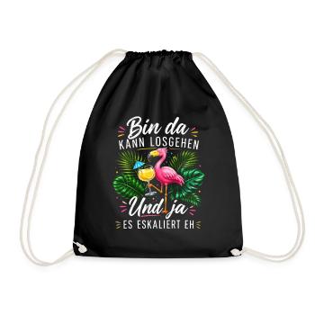 Bin da Eskaliert Flamingo Sommer - Turnbeutel - Schwarz - Vorne