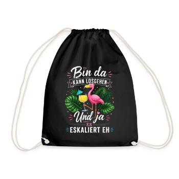 Bin da Eskaliert Flamingo Party - Turnbeutel - Schwarz - Vorne