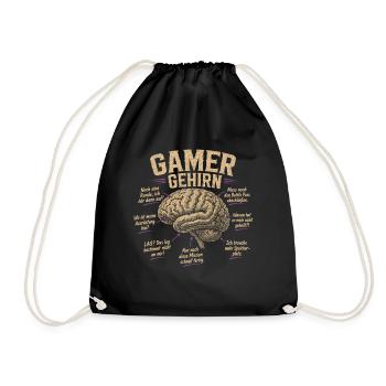 Gamer Gehirn Humor Shirt - Turnbeutel - Schwarz - Vorne
