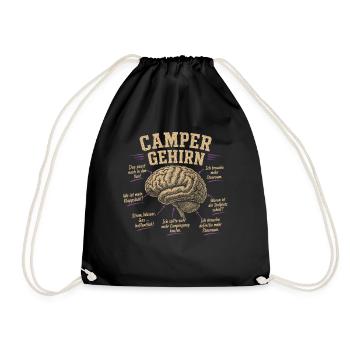 Camper Gehirn Humor Shirt - Turnbeutel - Schwarz - Vorne