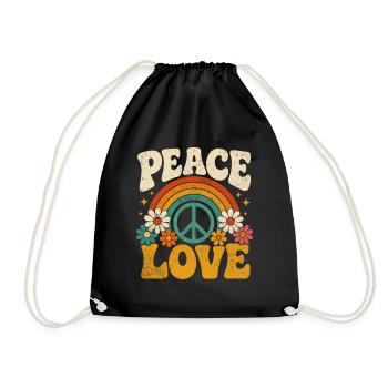Peace Love Rainbow Hippie - Drawstring Bag - black - Front