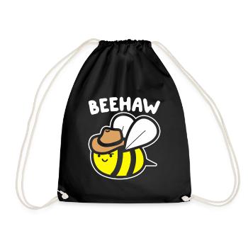 Beehaw Bee Cowboy Hat - Drawstring Bag - black - Front