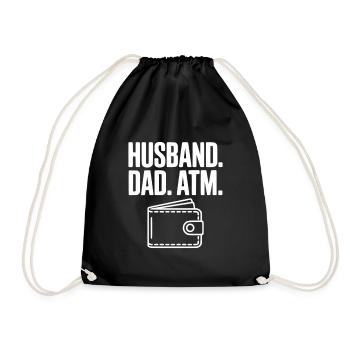 Husband. Dad. ATM. - Drawstring Bag - black - Front
