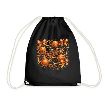Vintage Basketball Bows | Trendy Sport Style - Drawstring Bag - black - Front